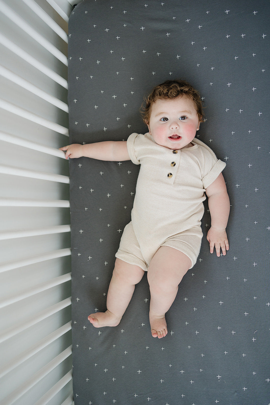 Ecolino Crib Sheet, 100% Organic Cotton, Slate Twinkle - Image 2