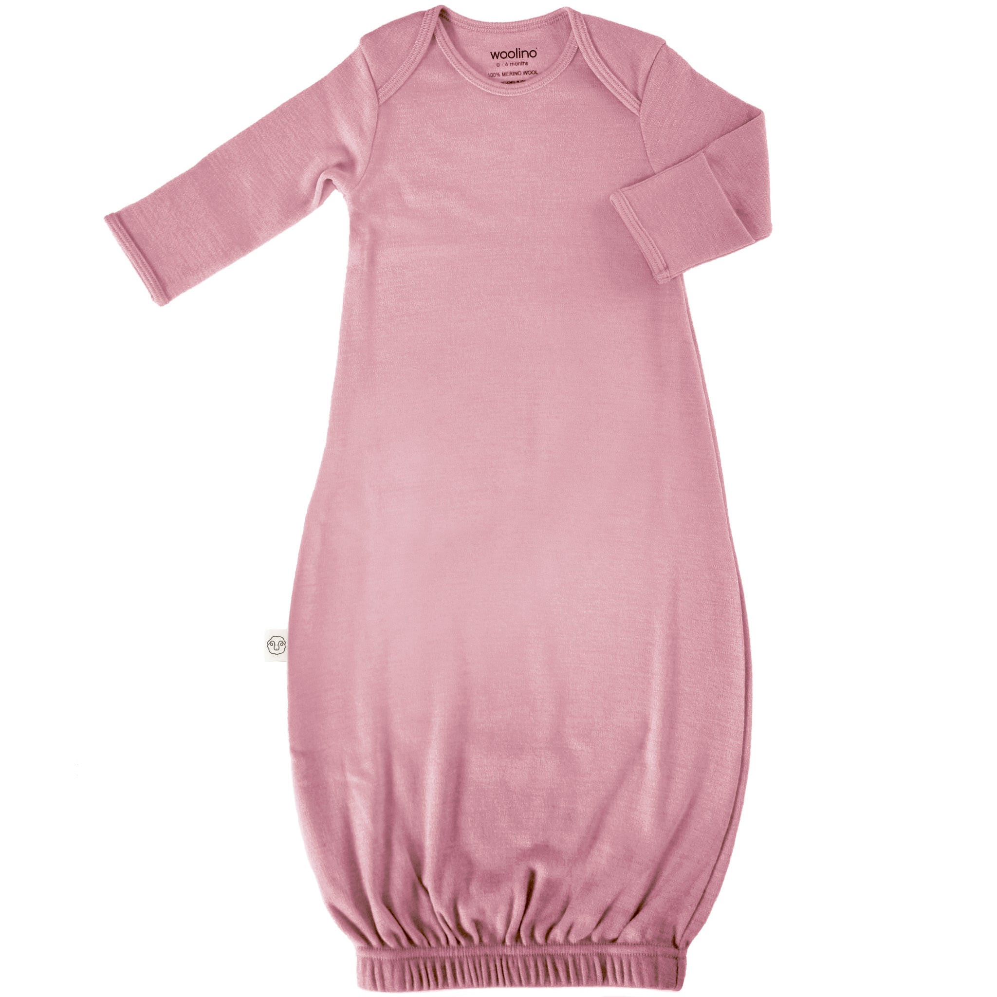 Baby Gown, Merino Wool, 0-6 Months, Blush