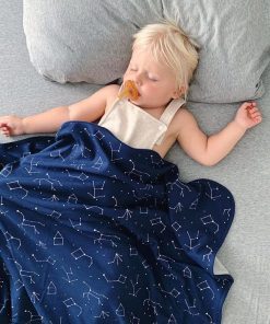 Toddler Blanket, 4 Season Merino Wool & Organic Cotton Blanket, 52.5 x 40, Night Sky