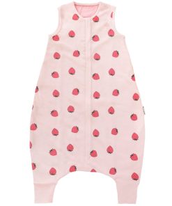4 Season Baby Sleep Bag with Feet, Merino Wool & Organic Cotton, Strawberry