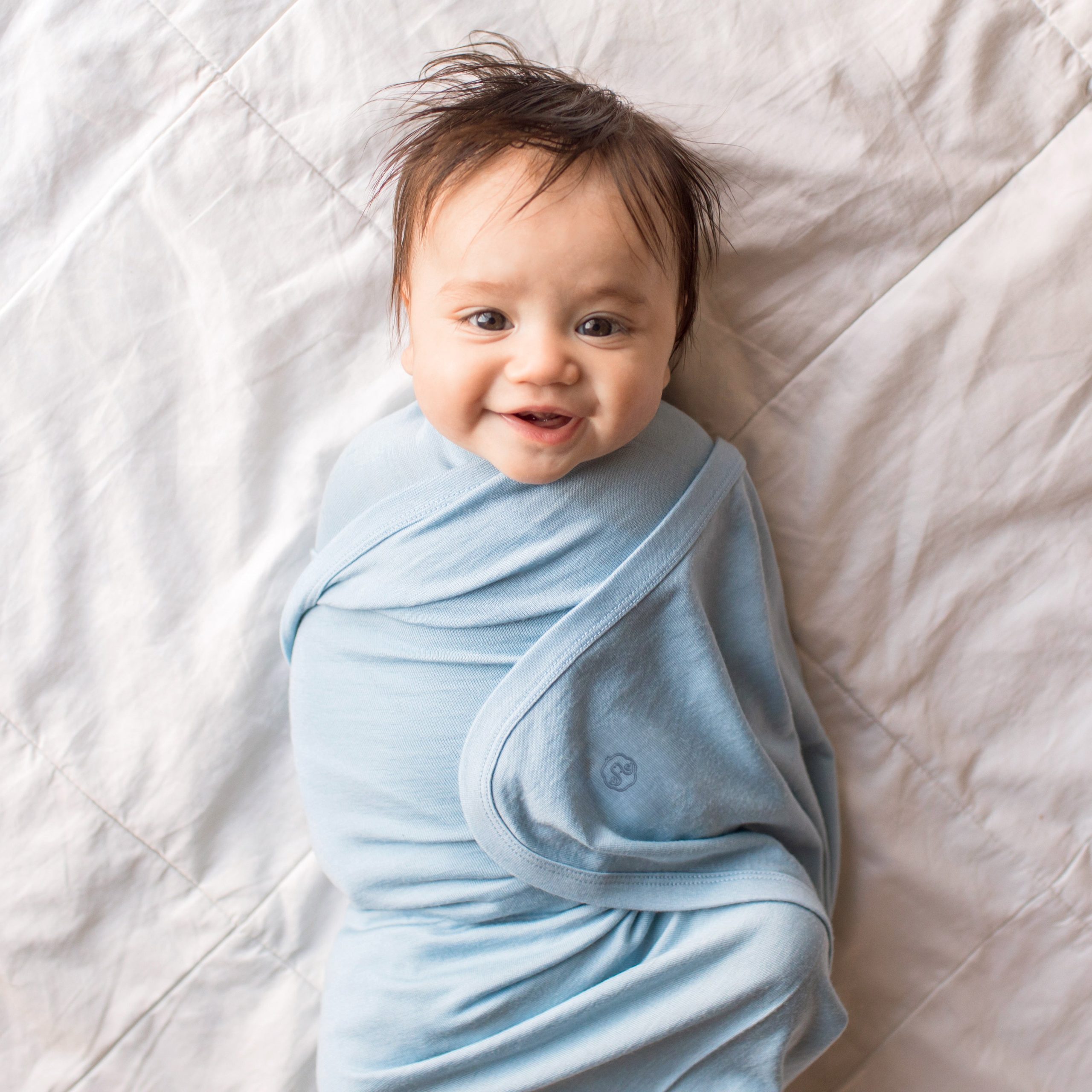 Swaddle Blanket, Merino Wool, Newborn to 3 Months, Blue - Image 2