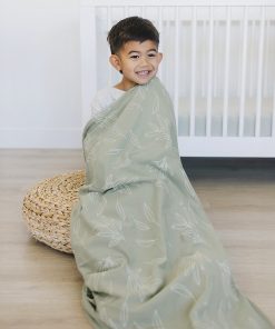 Toddler Blanket, 4 Season Merino Wool & Organic Cotton, 52.5 x 40, Sage