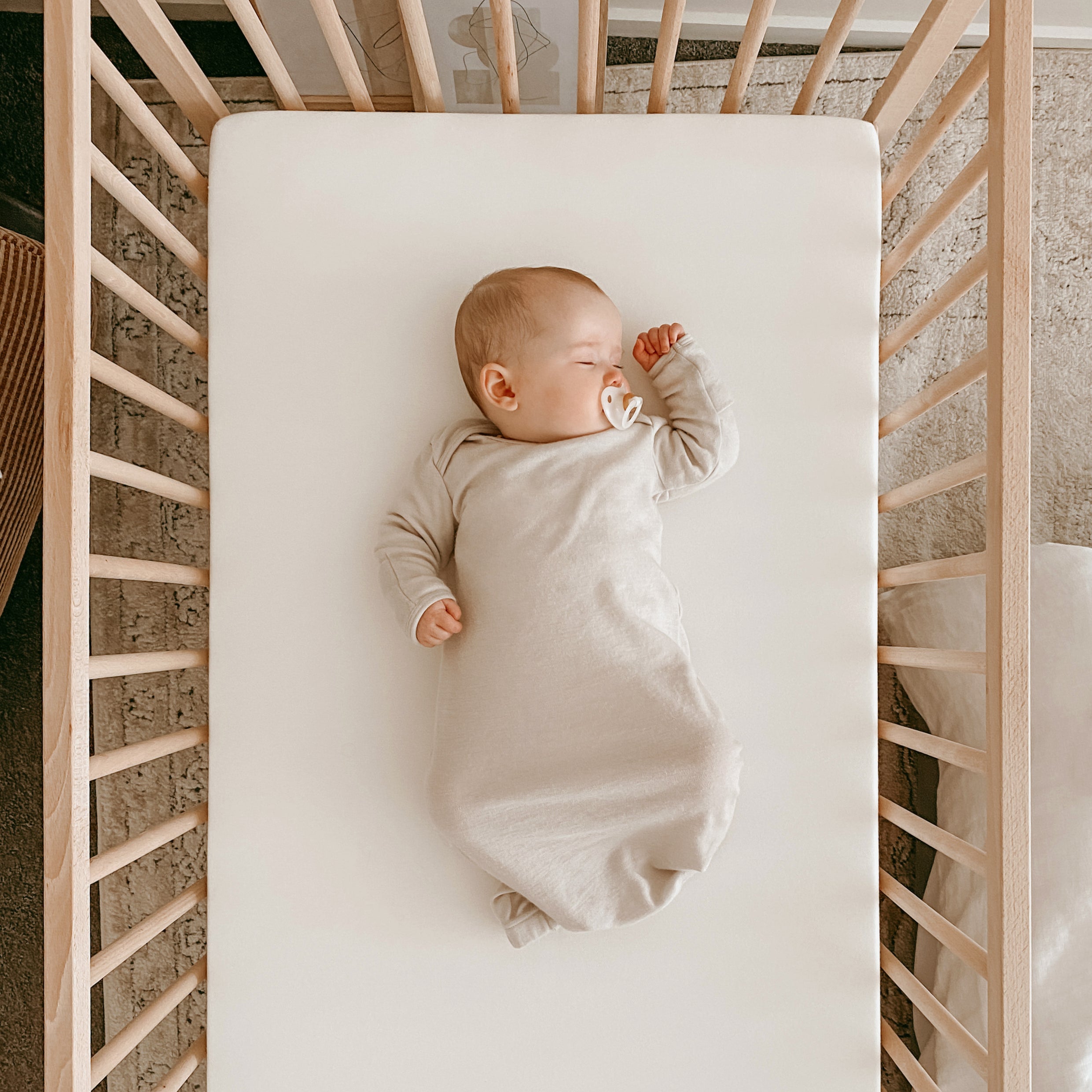 Baby Gown, Merino Wool, 0-6 Months, Oat - Image 3