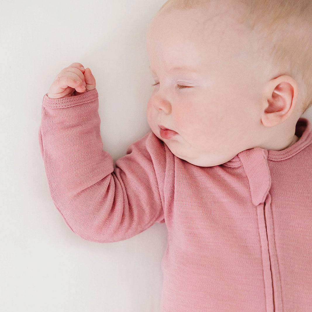 Footie Pajamas, Merino Wool, Blush - Image 3