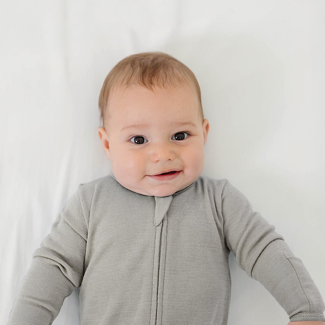 Footie Pajamas, Merino Wool, Dove - Image 3