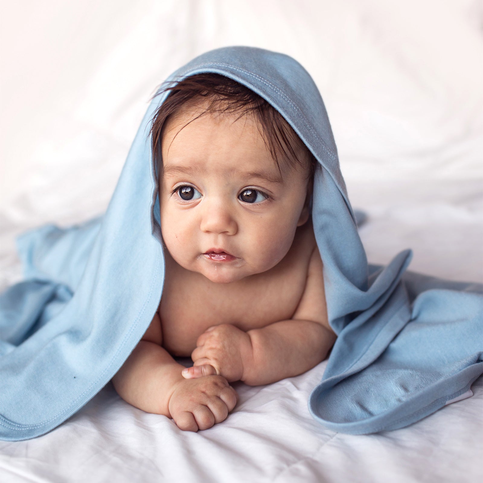 Swaddle Blanket, Merino Wool, Newborn to 3 Months, Blue - Image 3