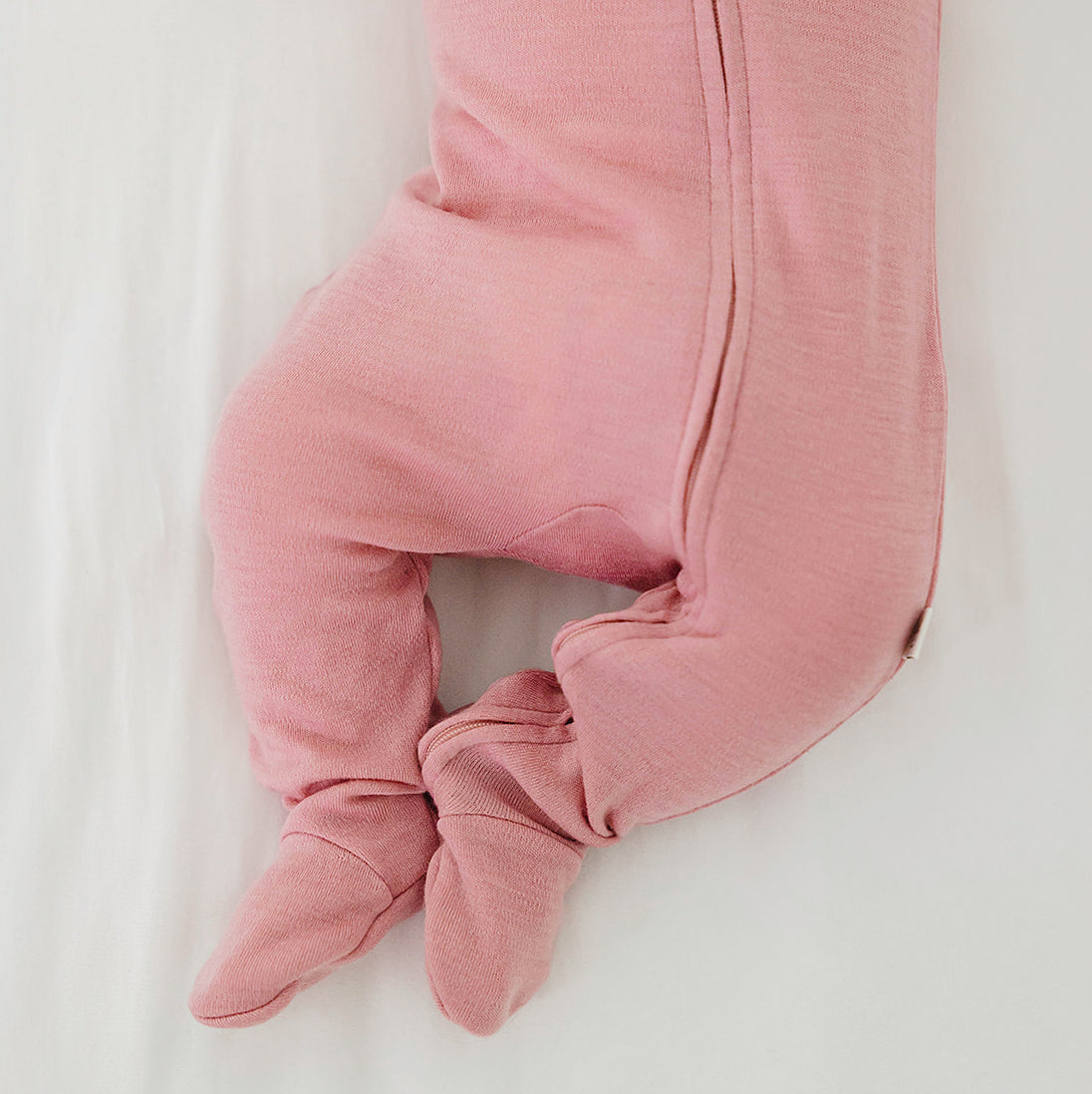 Footie Pajamas, Merino Wool, Blush - Image 4