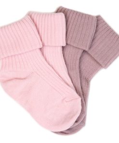 DISCONTINUED Wool Socks, Baby and Toddler, Pink & Rose - TWO-PAIR PACK