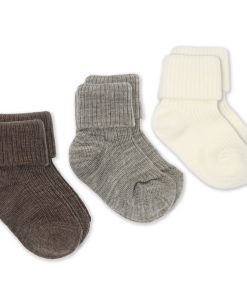Wool Socks, Baby and Toddler, Brown-Gray & White