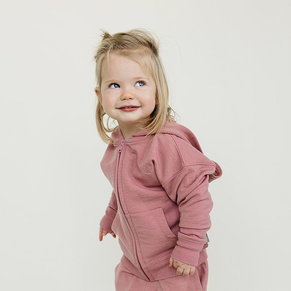 Kids Merino Wool Hoodie, Mauve Pink - Image 2