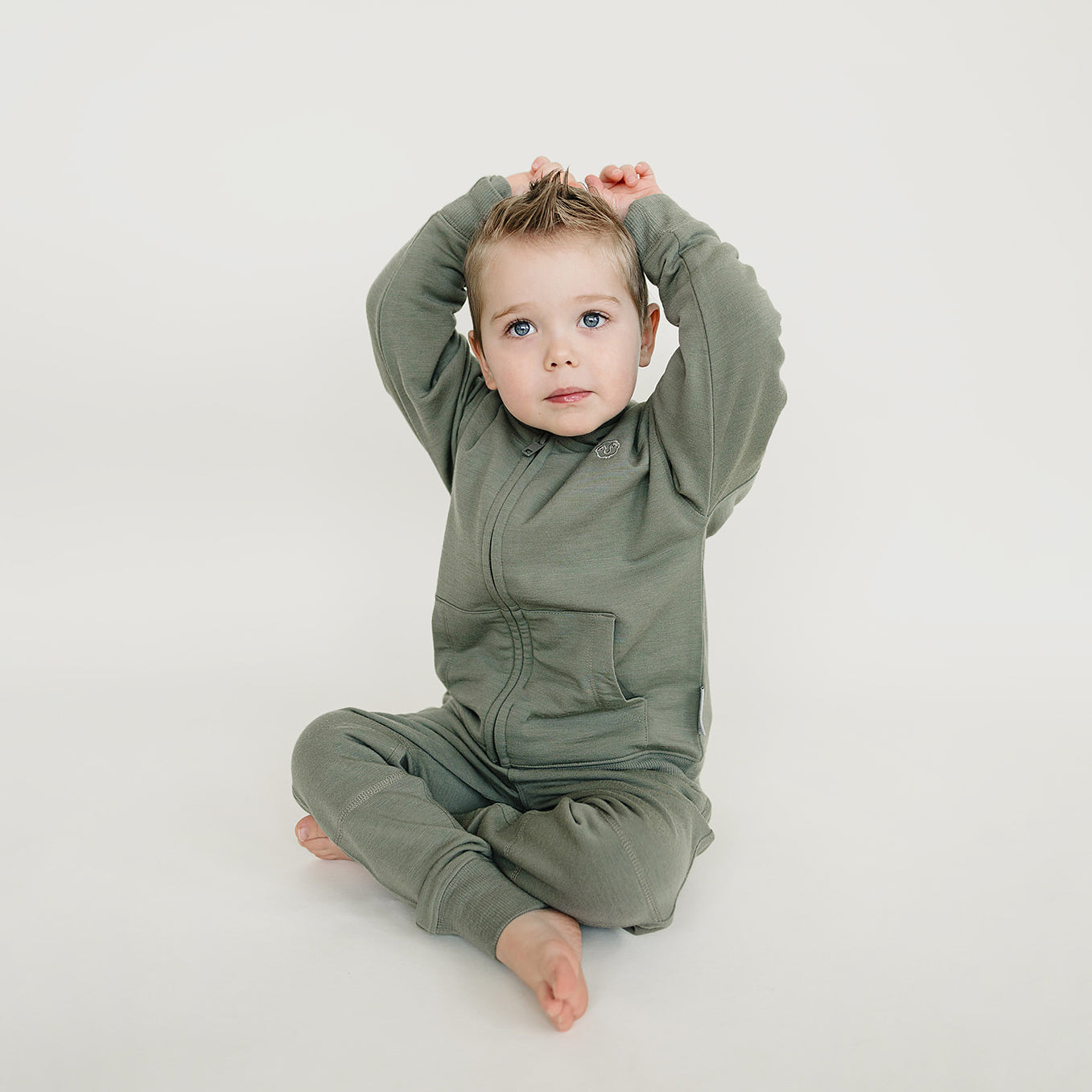 Kids Merino Wool Joggers, Olive - Image 3