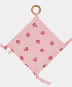 Lovey, Merino Wool and Organic Cotton with Removable Teething Ring, Strawberry