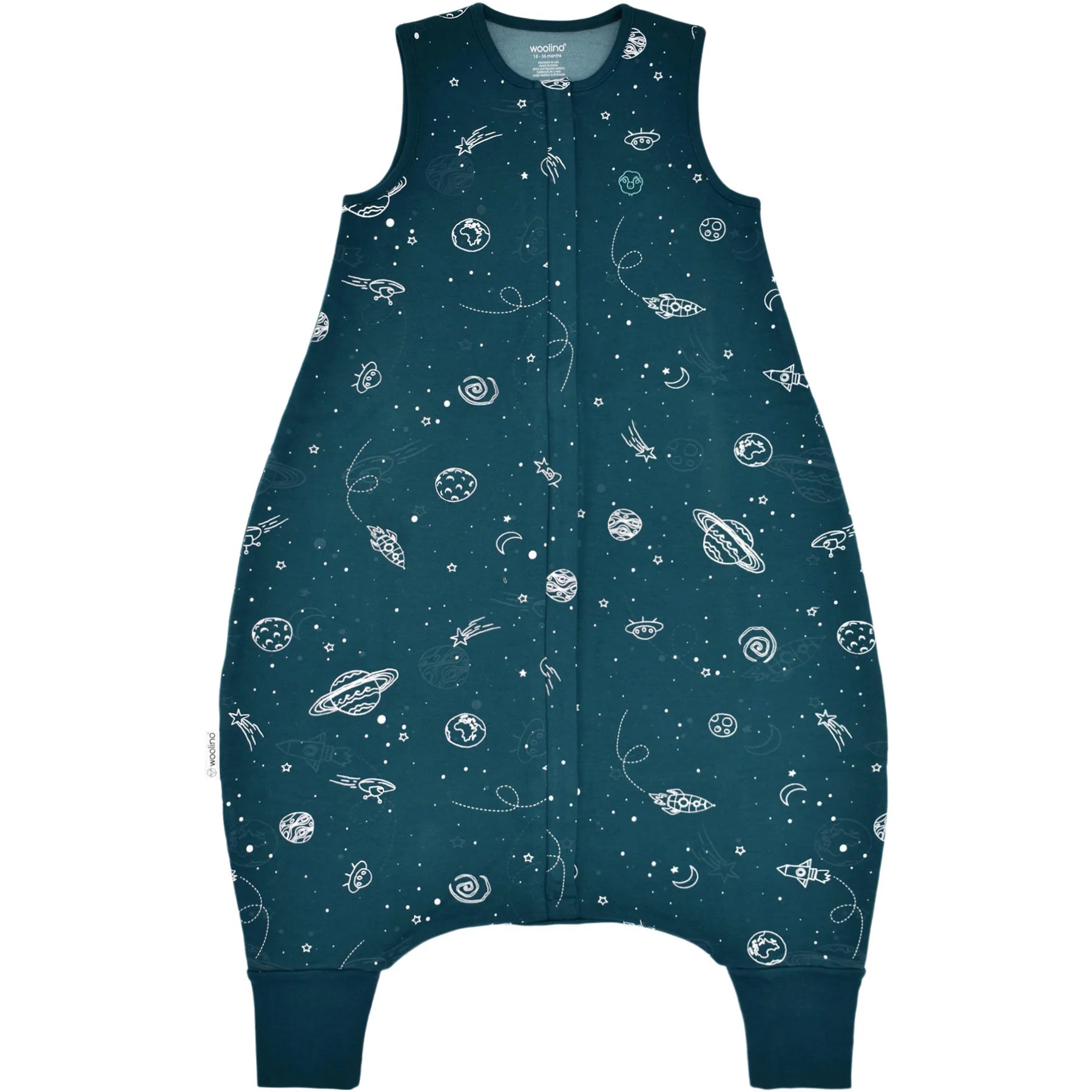 Imperfect 4 Season Baby Sleep Bag with Feet, Merino Wool & Organic Cotton, Space GLOW IN THE DARK