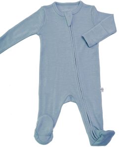 Footie Pajamas, Merino Wool, Blue