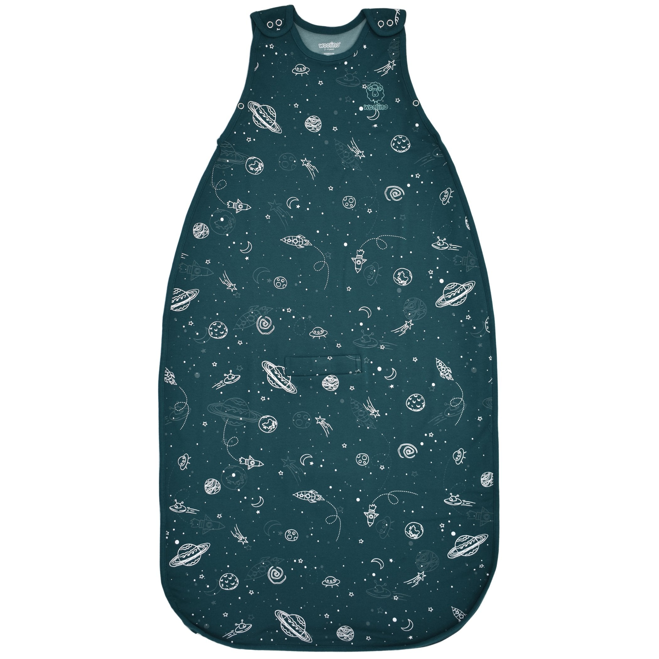 Imperfect 4 Season Ultimate Toddler Sleep Bag, Merino Wool & Organic Cotton, 2 - 4 Years, Space - GLOW IN THE DARK