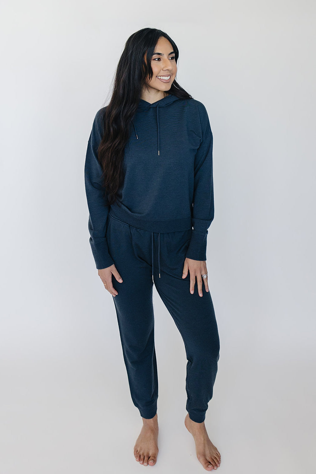 Women's Merino Wool Hoodie, Blue Graphite - Image 4