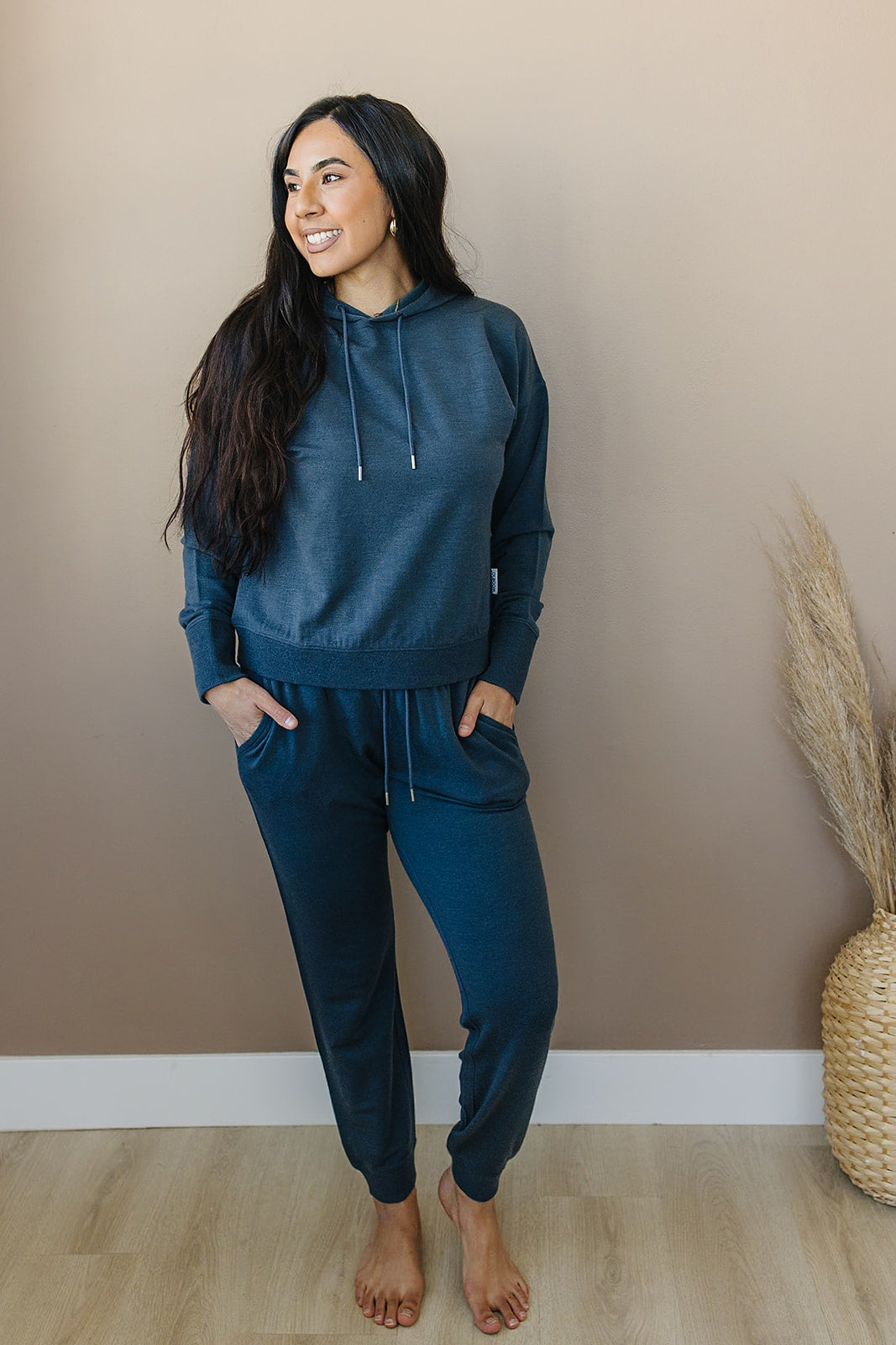 Women's Merino Wool Hoodie, Blue Graphite - Image 2