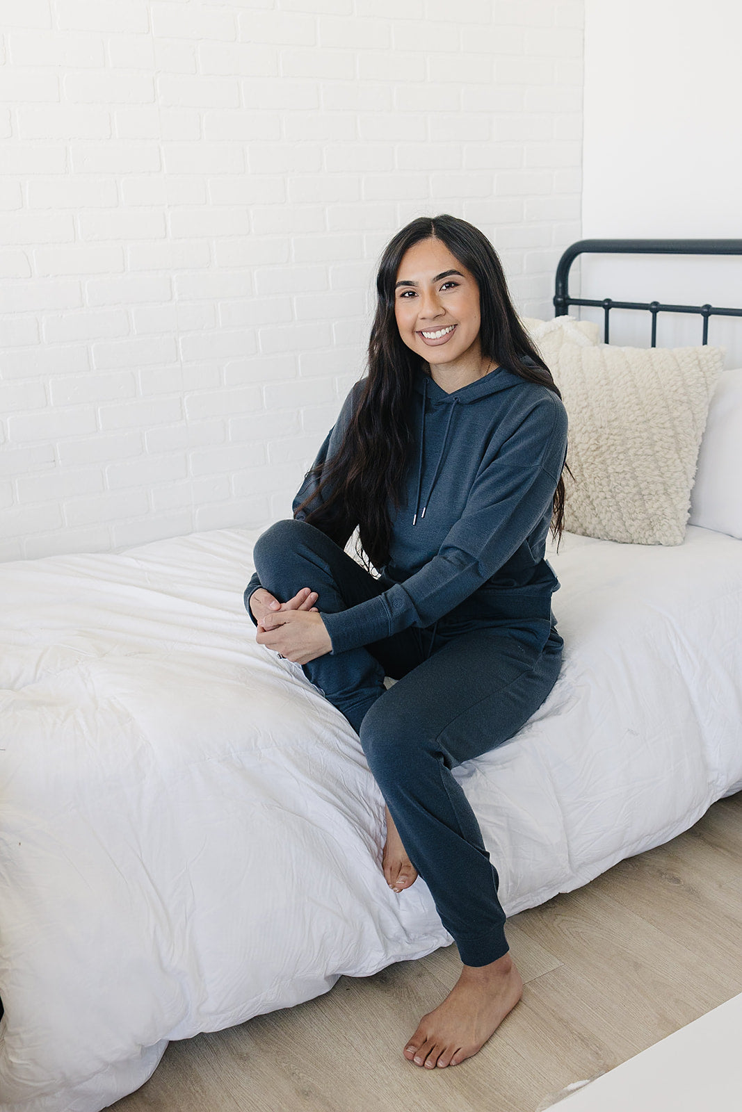 Women's Merino Wool Hoodie, Blue Graphite - Image 5