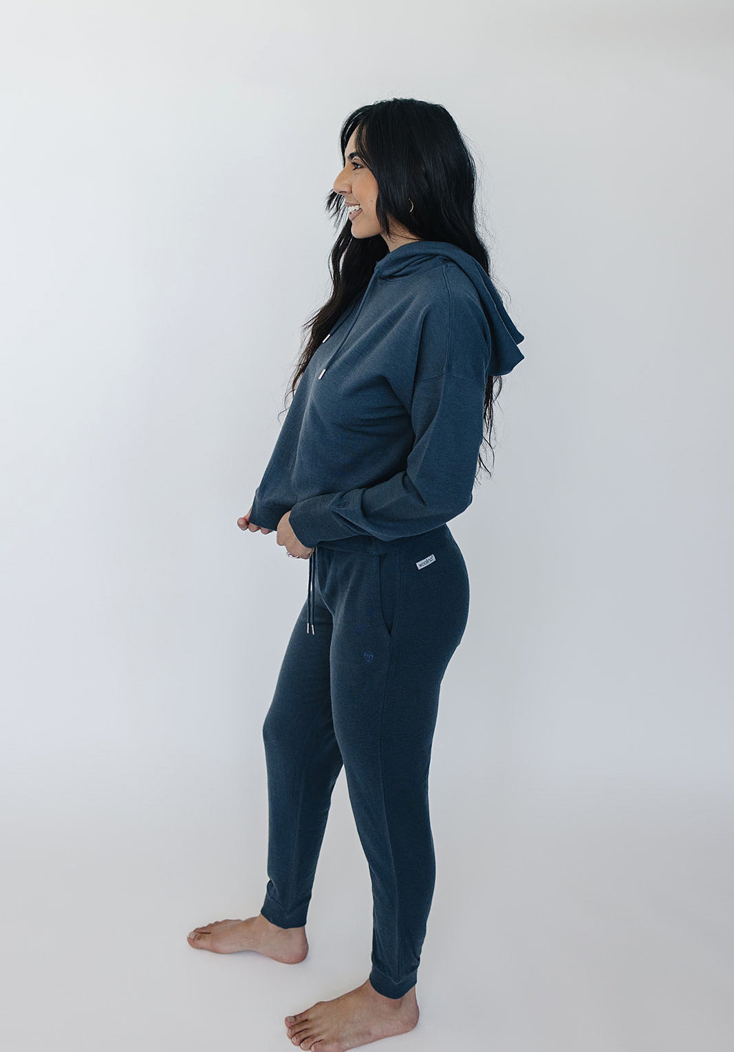 Women's Merino Wool Hoodie, Blue Graphite - Image 3