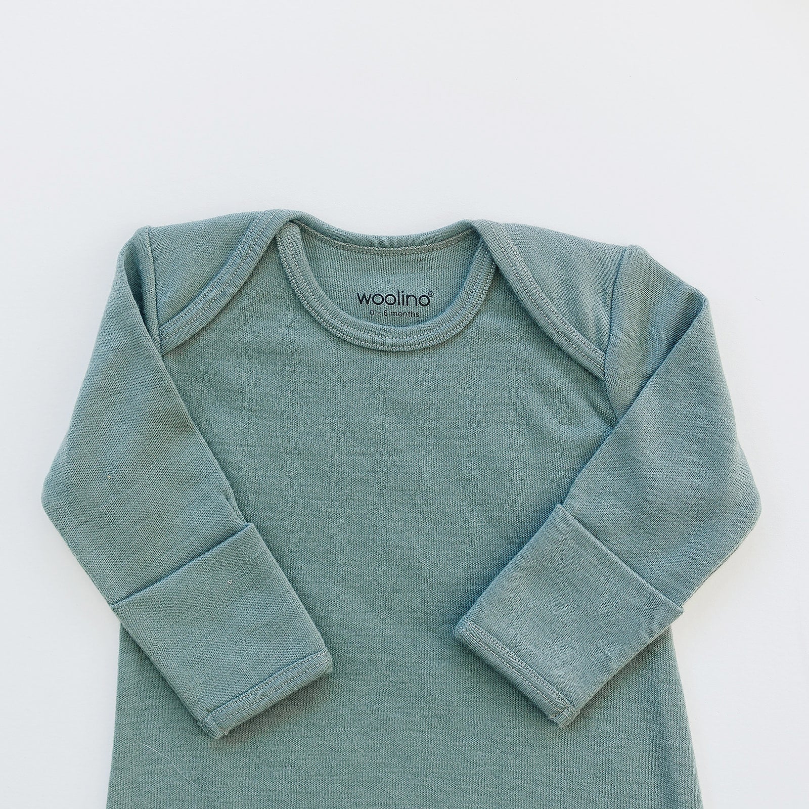 Baby Gown, Merino Wool, 0-6 Months, Sage - Image 5