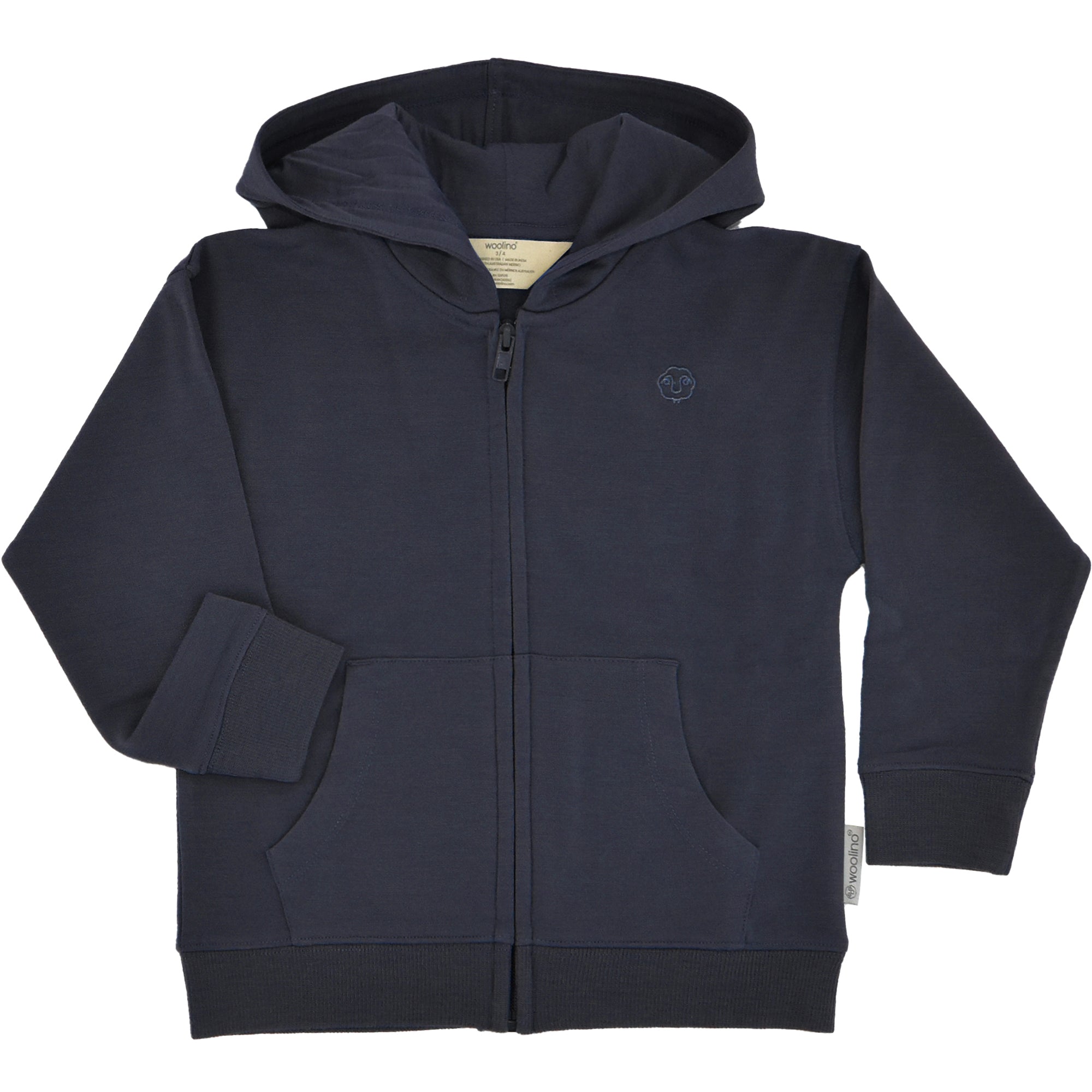 Kids Merino Wool Hoodie, Blueberry