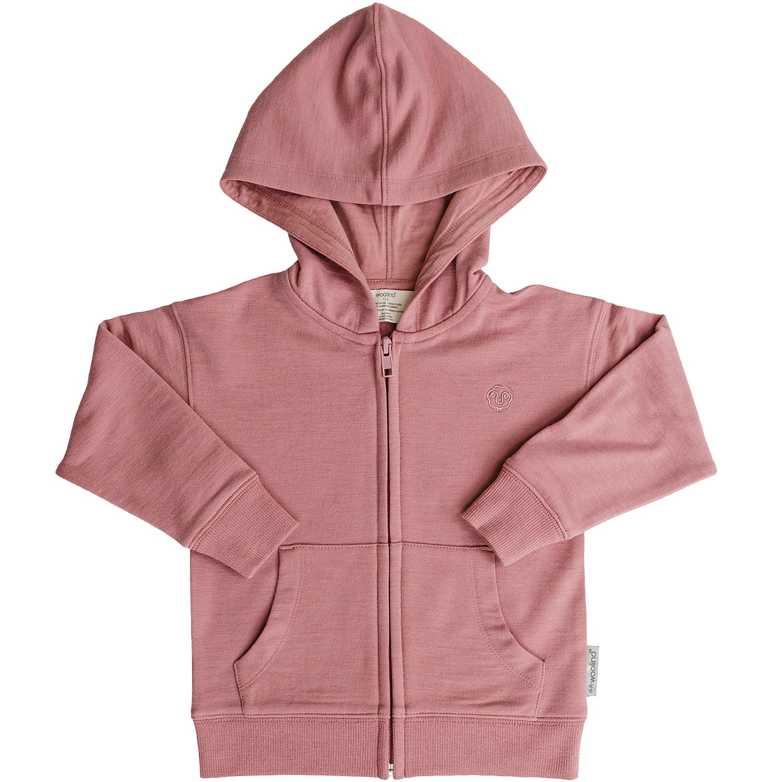 Kids Merino Wool Hoodie, Mauve Pink