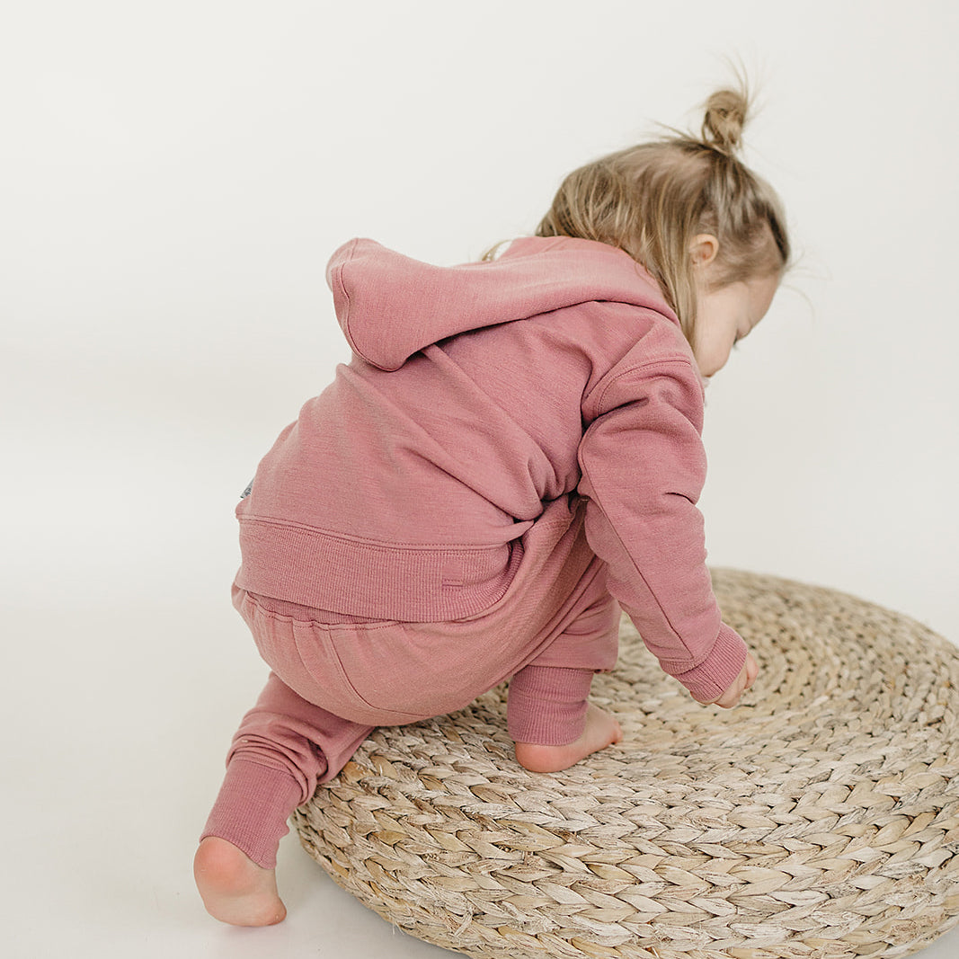 Kids Merino Wool Hoodie, Mauve Pink - Image 5