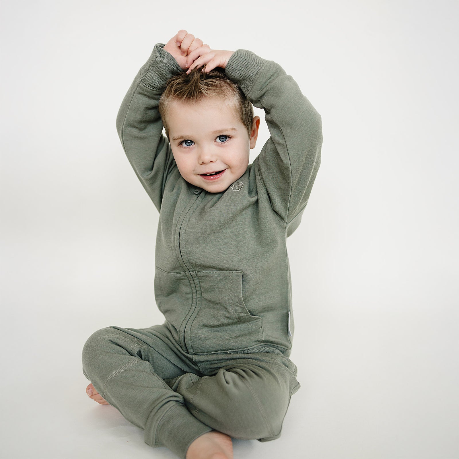 Kids Merino Wool Joggers, Olive - Image 5