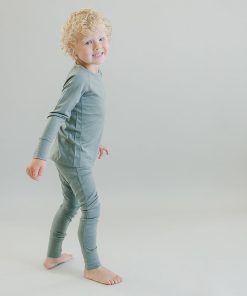 Kids Merino Wool Base Layer, Leggings, Sage
