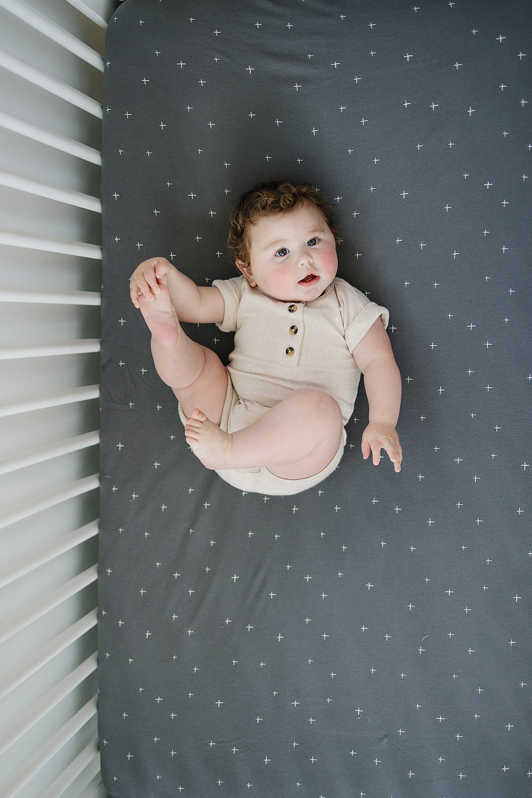 Ecolino Crib Sheet, 100% Organic Cotton, Slate Twinkle - Image 5