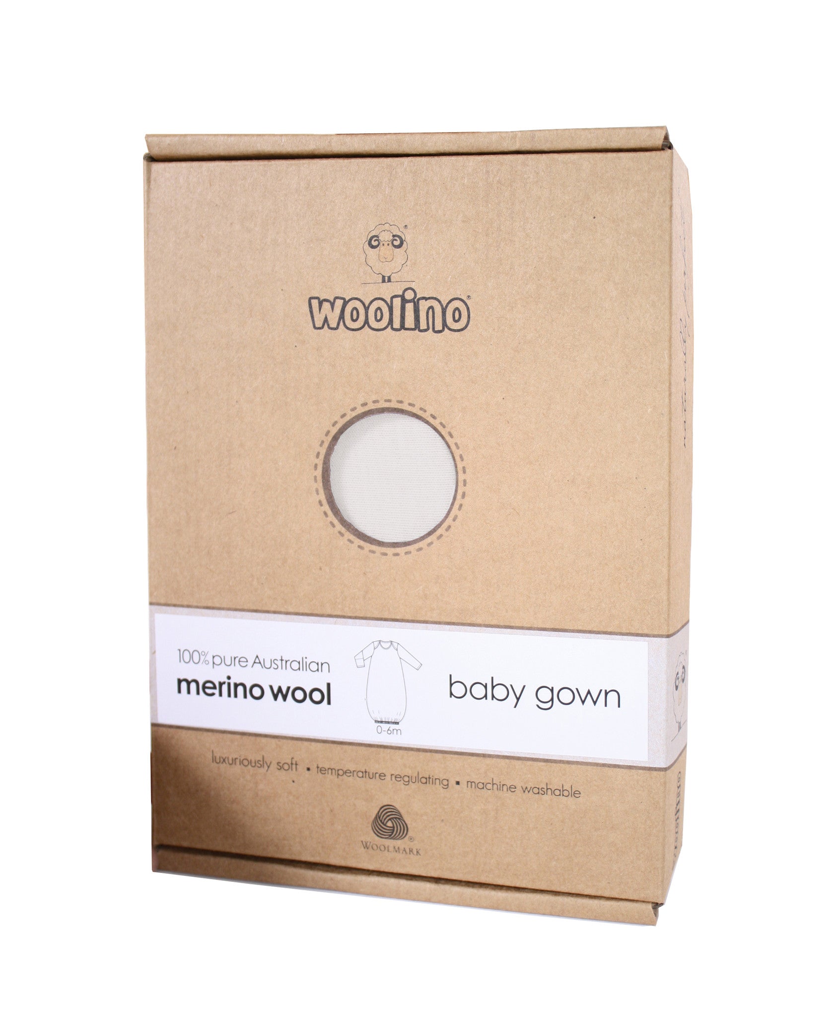 Baby Gown, Merino Wool, 0-6 Months, Oat - Image 5